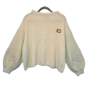Zaful One Size White Slouchy Oversized Chunky Sweater Balloon Sleeves